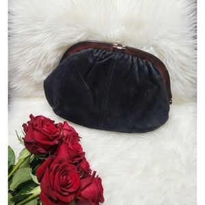 Ruth Saltz Vintage Black Velvet Evening Clutch Bag Mob Wife Old Money MCM